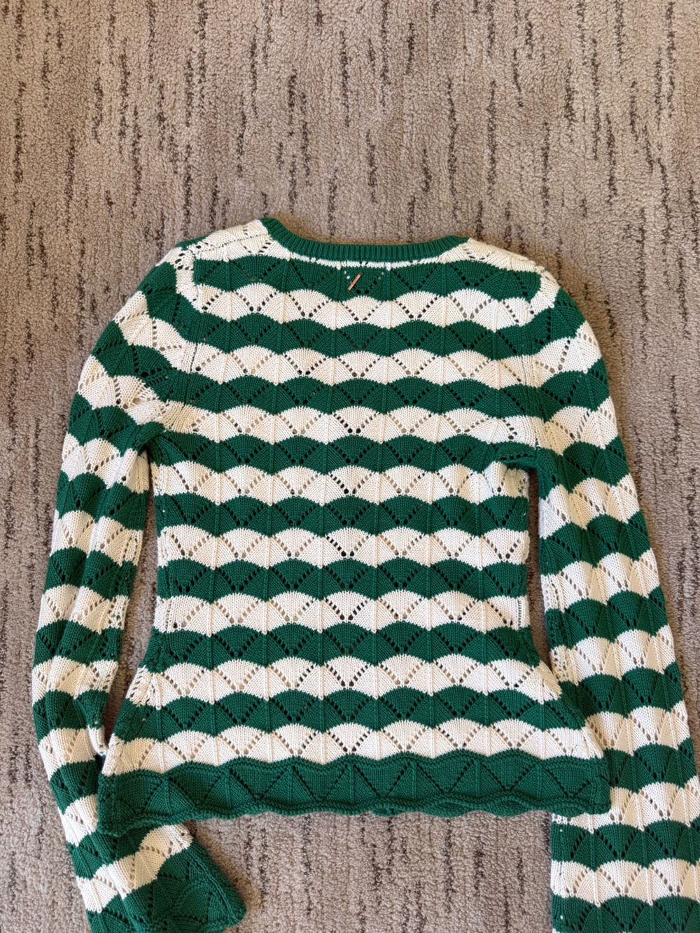 Misa Los Angeles Green and Cream Knit Skirt, Cardigan & Bralette Set - Picture 14 of 14